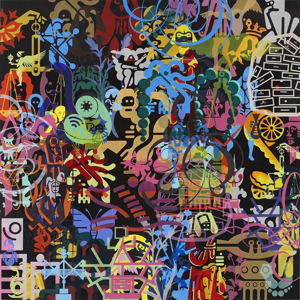 Ryan McGinness (Acrylic on Wood) Art History Is Not Linear (Boijmans) 6, 2014 