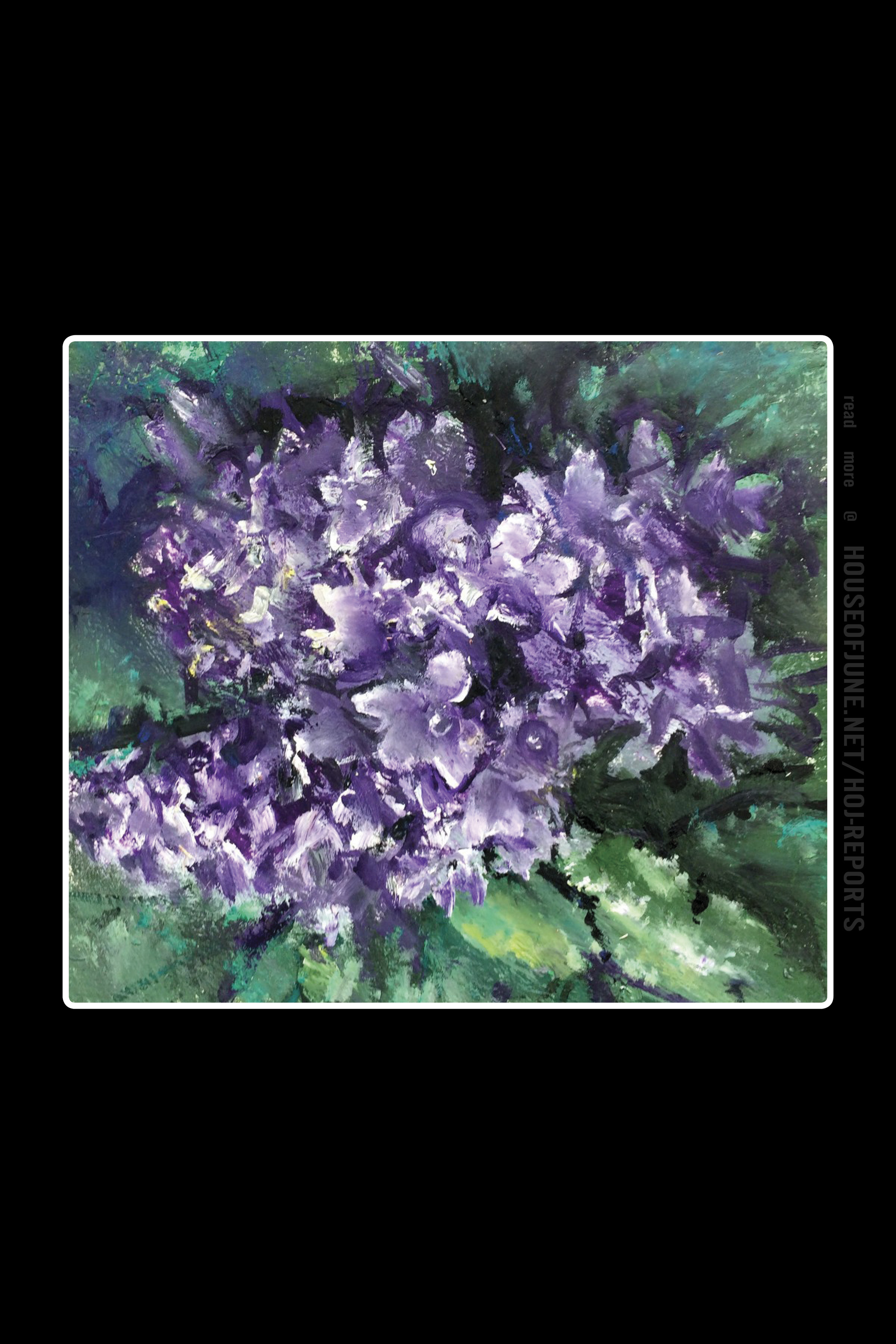 Agron (Gon) Bregu (Acrylic on Paper) Purple Flowers (Campanula), 2017