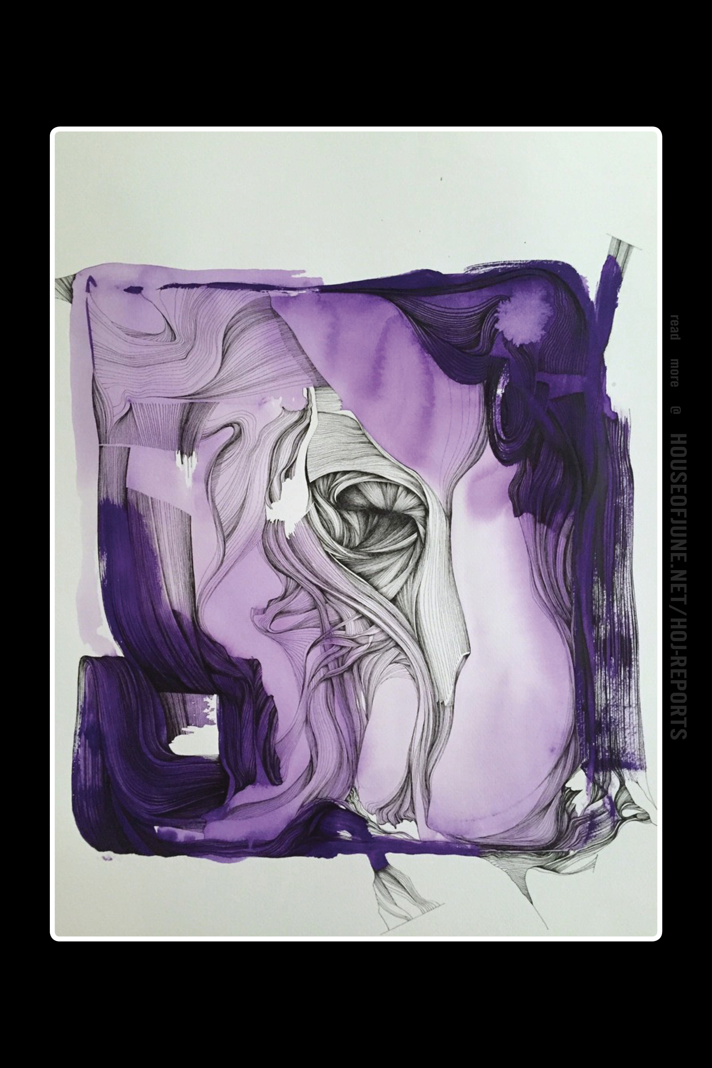 Mariusz Navratil (Acrylic and Ink on Paper) Structural Impressions on Color "Violet", 2015