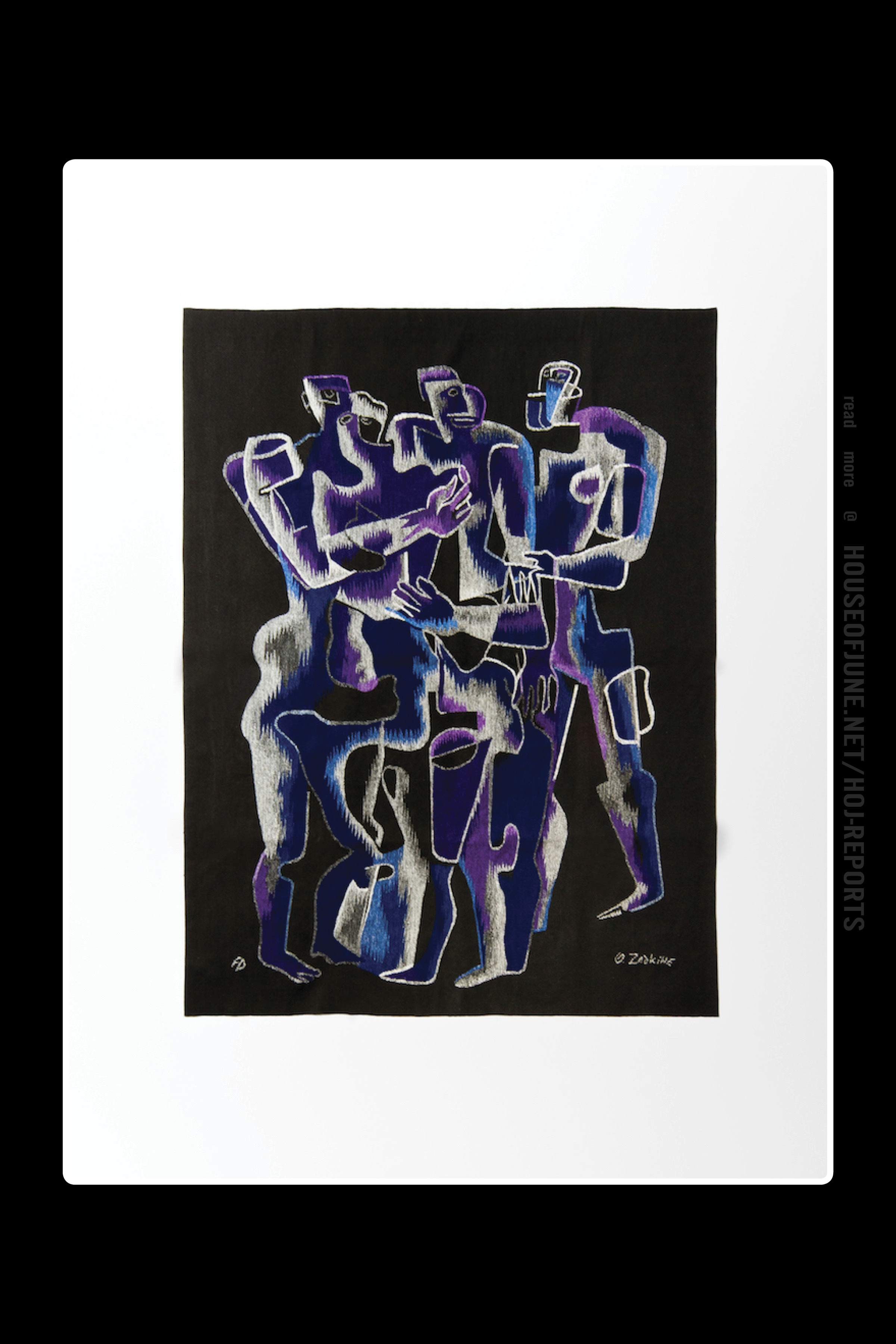 Ossip Zadkine (Aubusson Tapestry) Tapestry "Violet Sur Fond Noir"