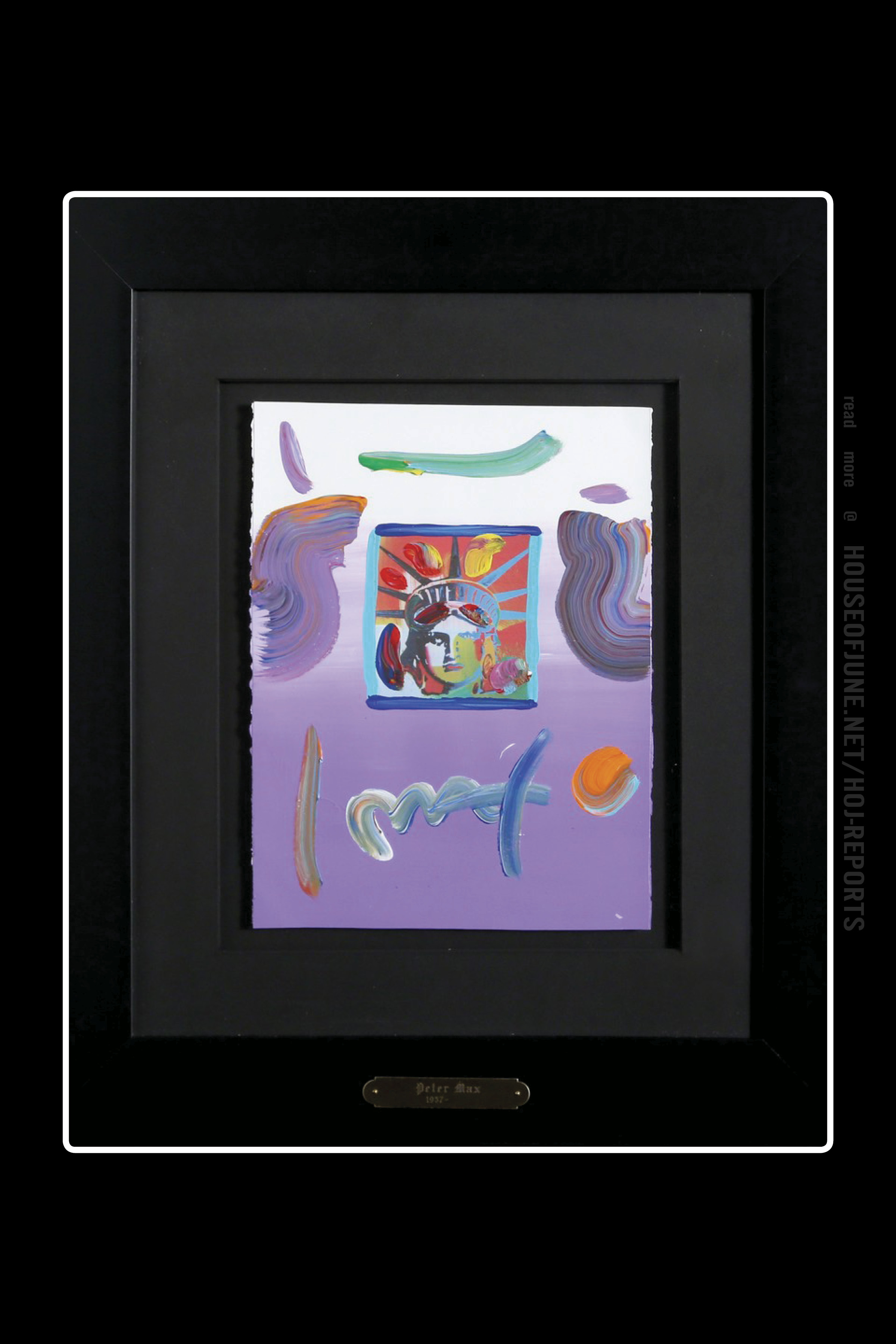 Peter Max (Mixed Media Acrylic and Collage) Liberty Head (Purple), 2010
