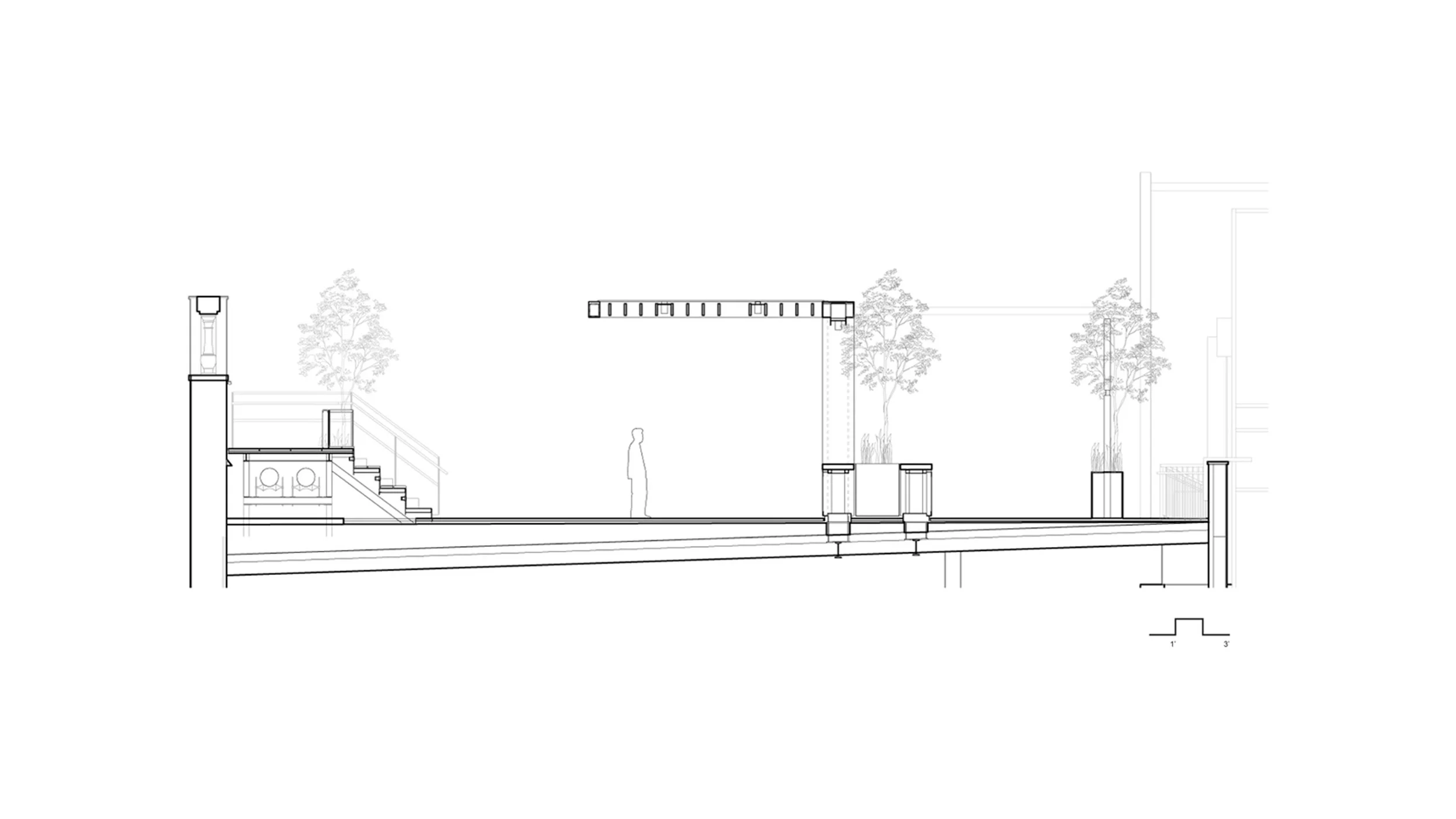 SECTION THROUGH PAVILION AND STAGE