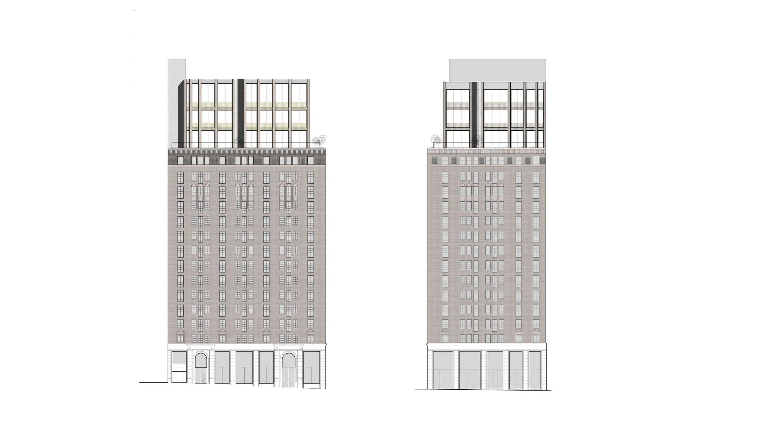 Facade Elevation with Penthouse Addition