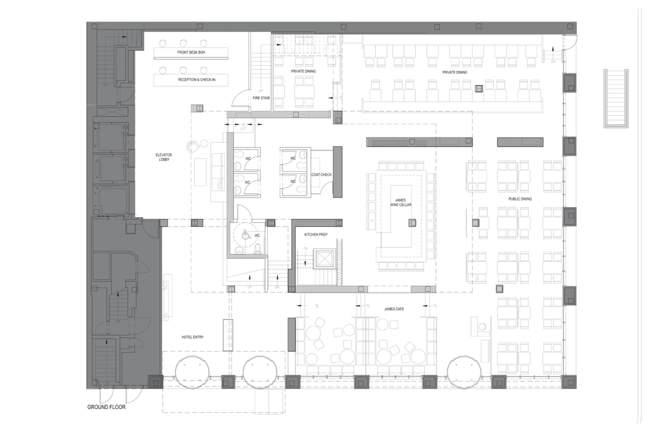 Ground Floor Plan, Lounge & Restaurant 