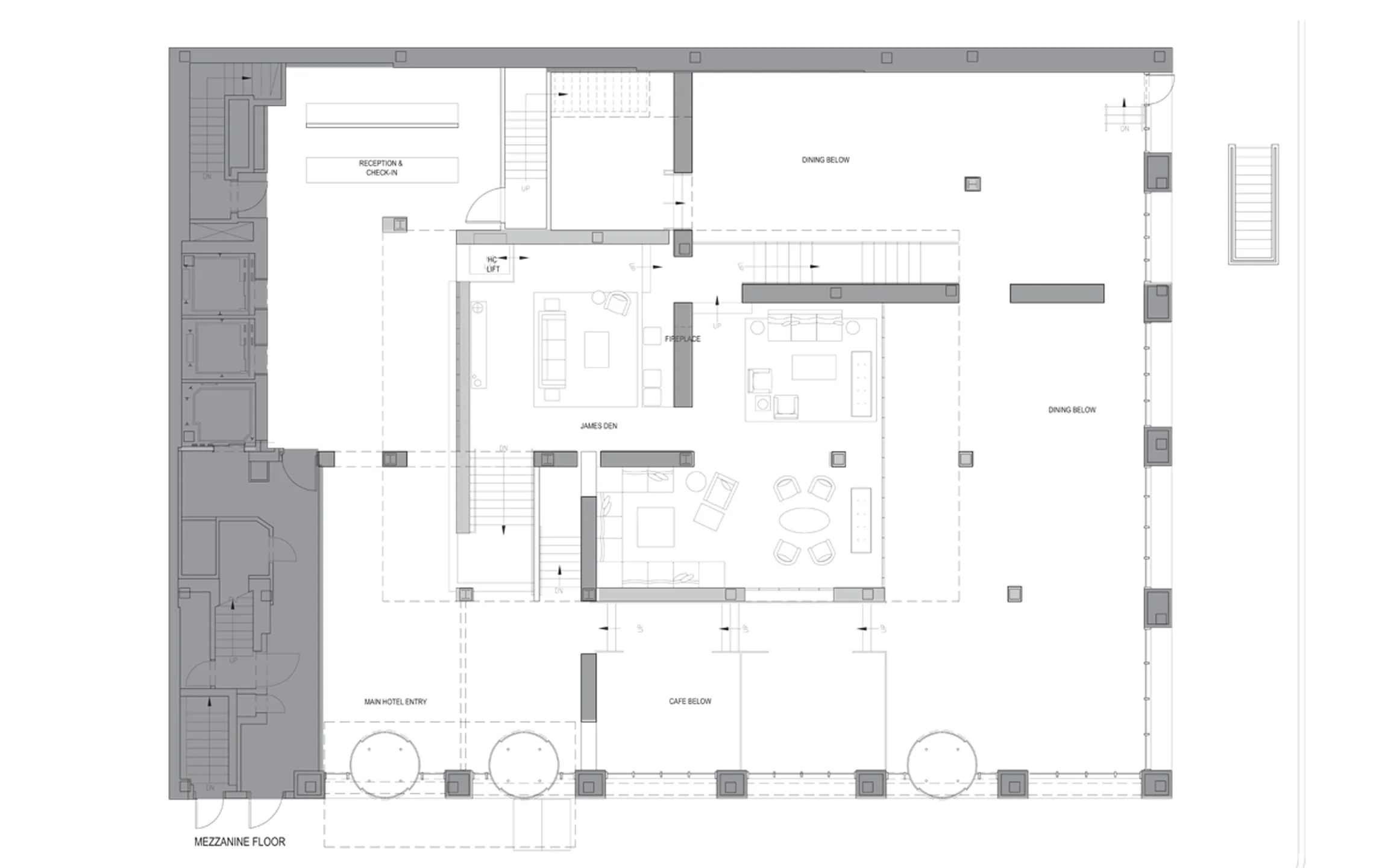 Mezzanine Plan Lounge & Living Room