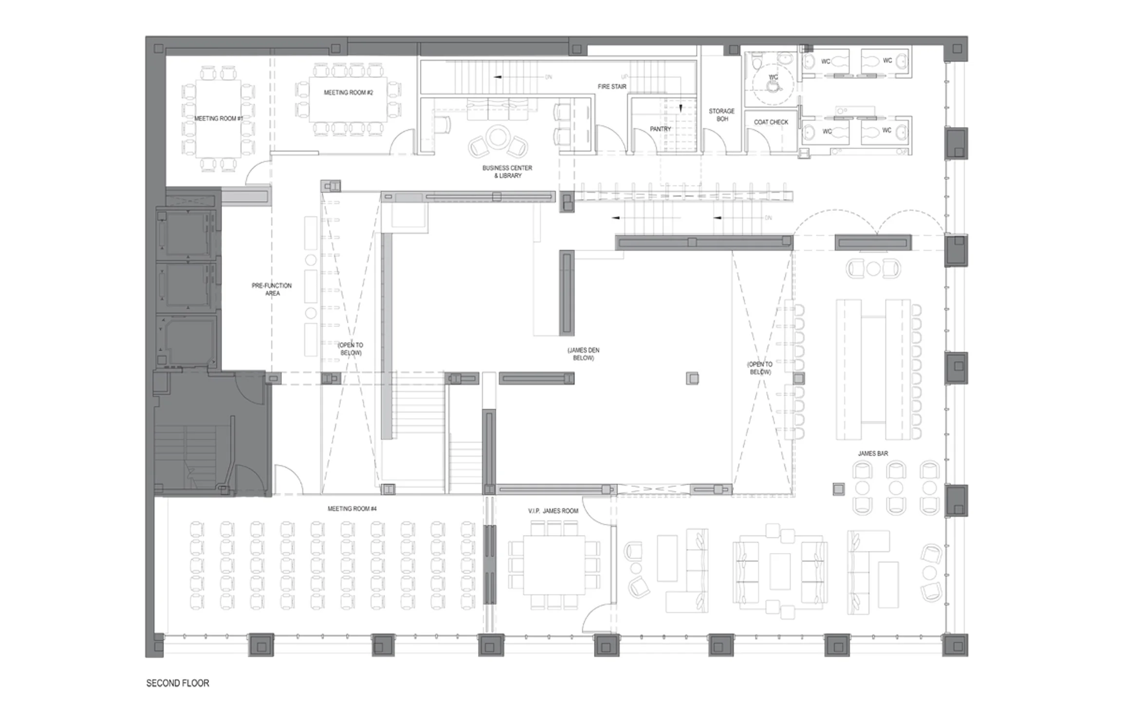 Second Floor Plan, Bar & Meeting 