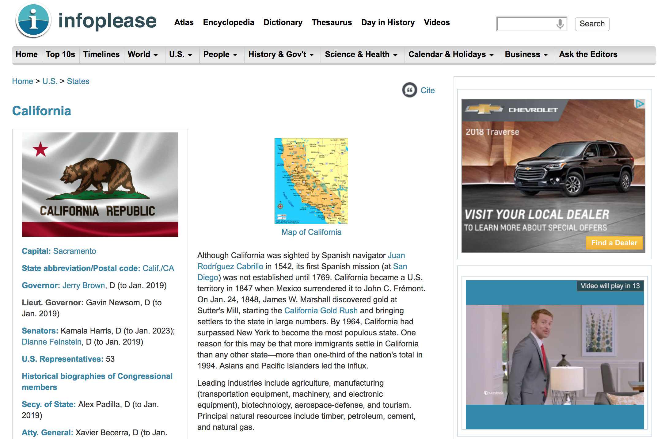 Infoplease was covered with ads, making it seem untrustworthy and outdated