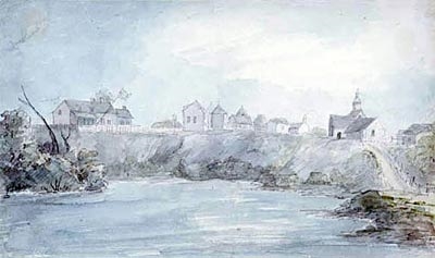 elizabeth simcoe painted this watercolour of mohawk village.
