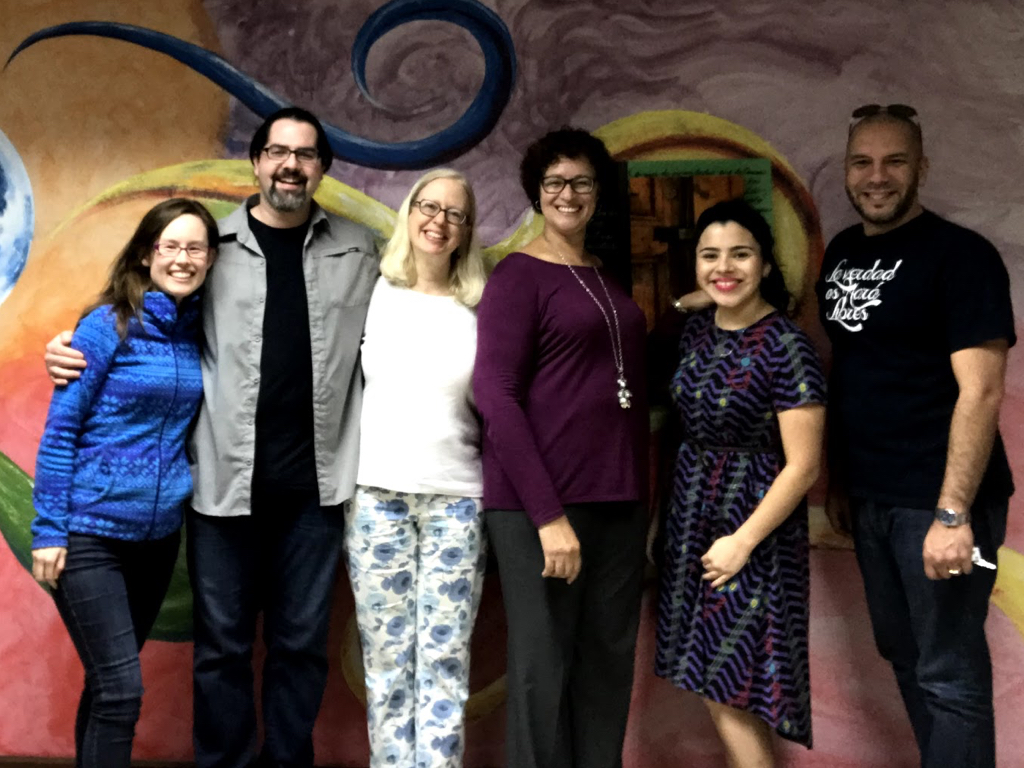 The members of the PRPT with Rev. Dr. Doris García Rivera, the president of the seminary. Pictured left to right: Margaret Mitsuyasu, Stephen Fearing, Leslie Latham, Rev. Dr. Doris García Rivera, Crystal Garcia, Amaury Tañón-Santos