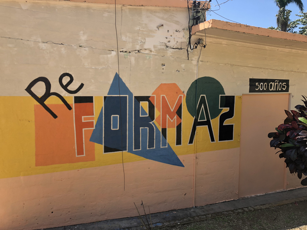 A mural at El Guacio commemorating an enthusiastic celebration of the 500th anniversary of the Protestant Reformation in 2017.