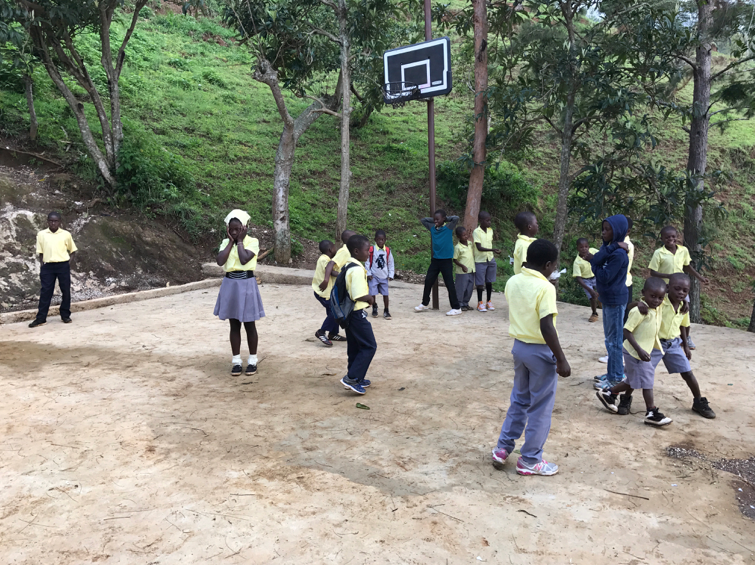 Youth playing on the new playground area