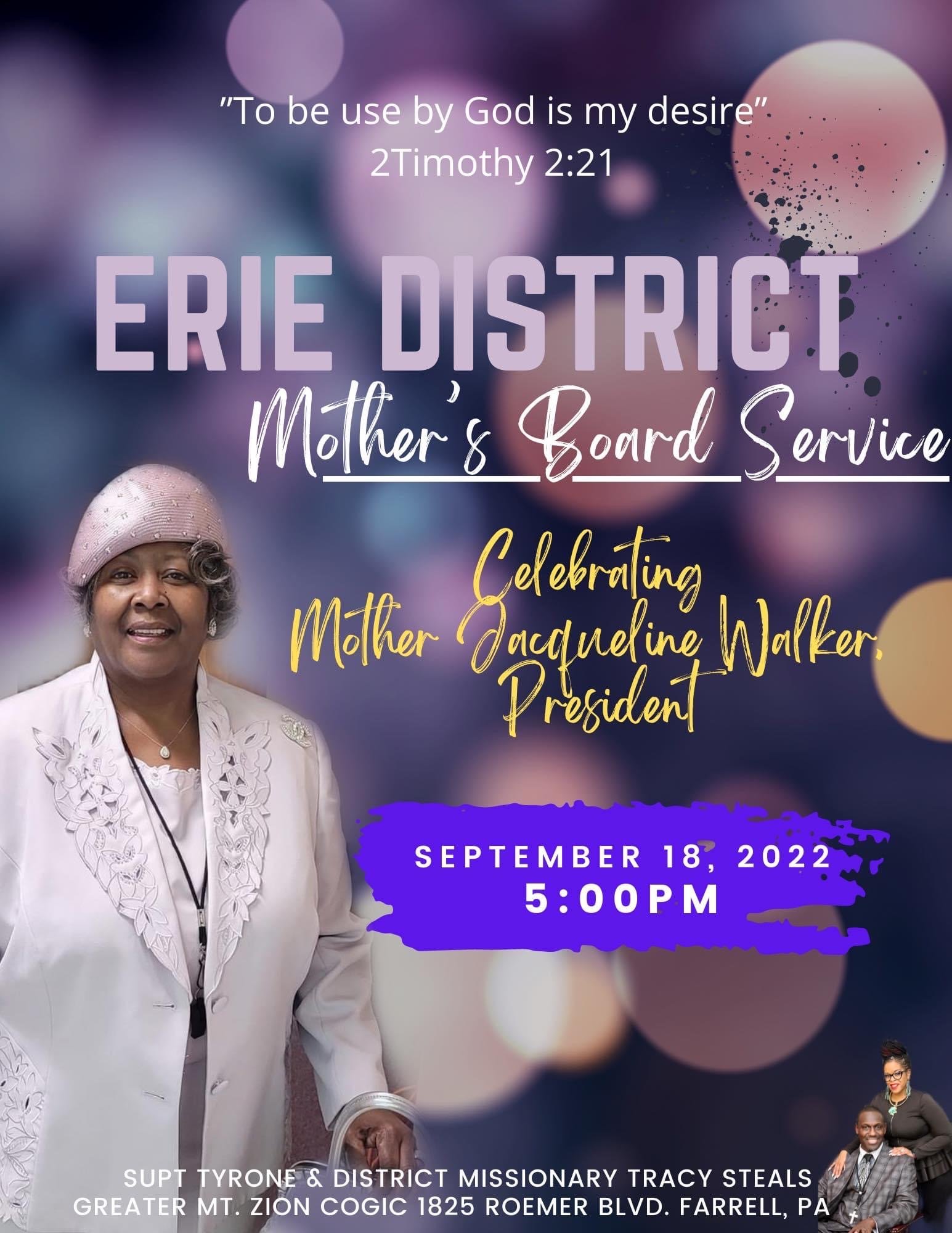 Erie District COGIC Mother's Board Service