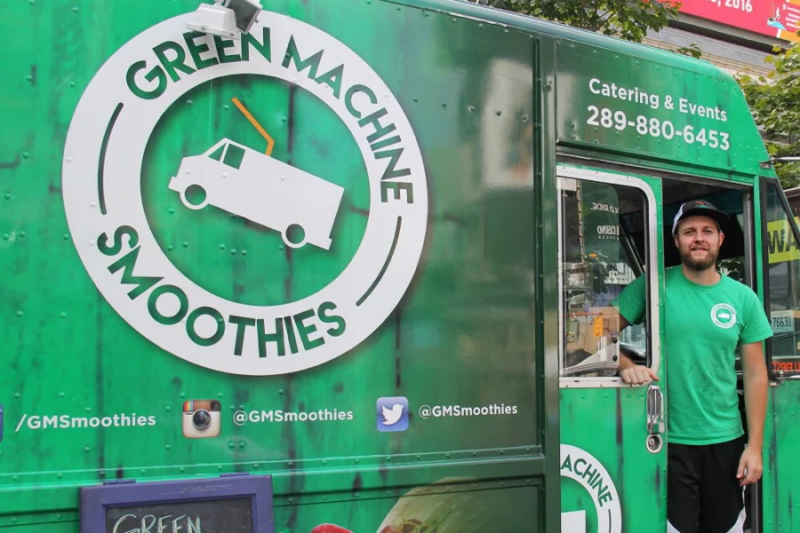 Mike Saratsiotis, 27, owner of Green Machine Smoothies, was one of the vendors at the 10th Annual Manifesto Festival Sunday.