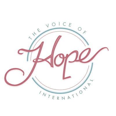 The Voice of International Hope Logo - mixed rose and teal