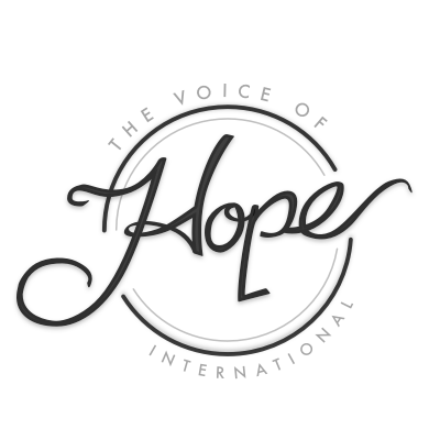The Voice of International Hope logo in black and white