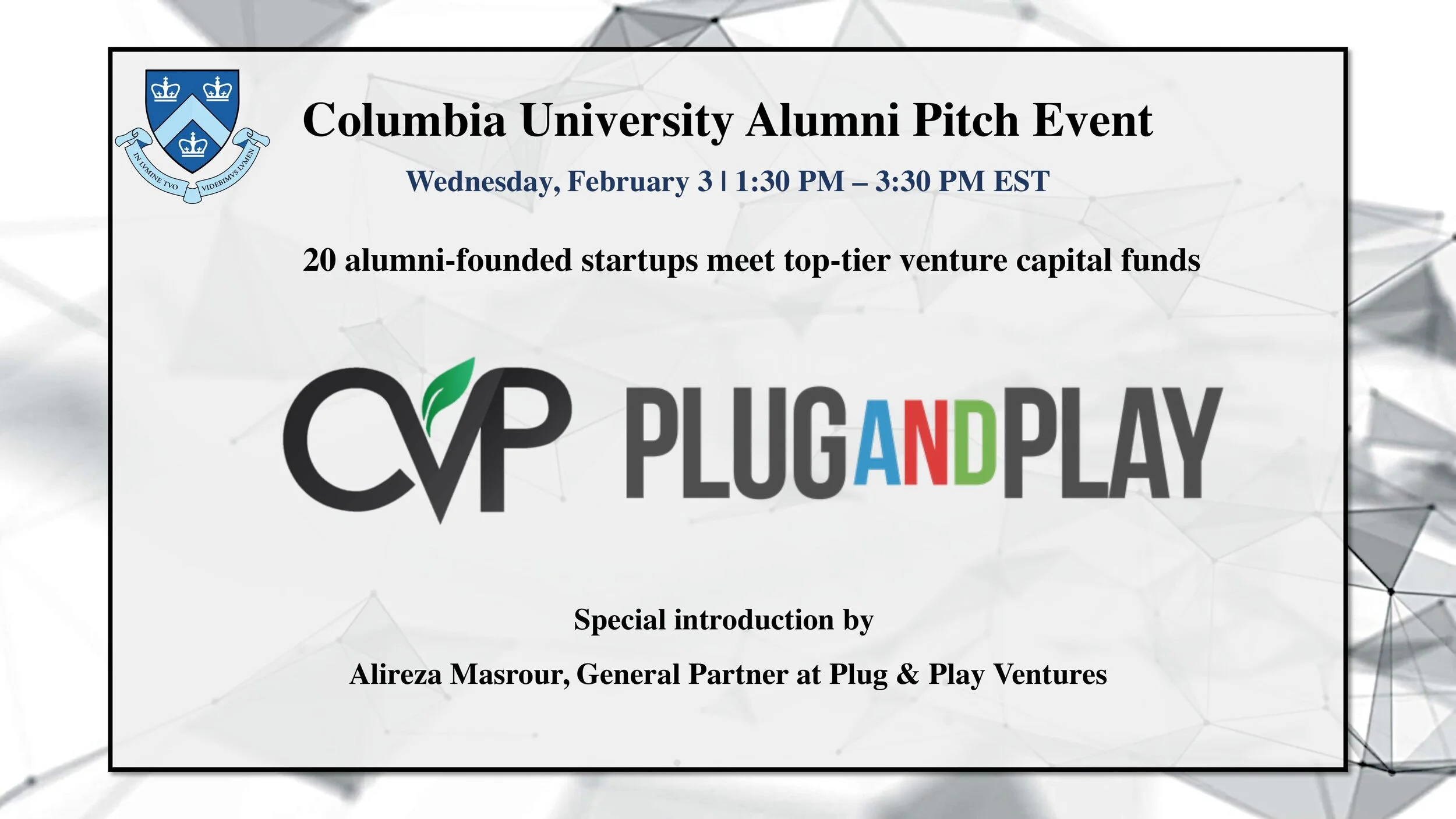 Columbia University Alumni Pitch Event