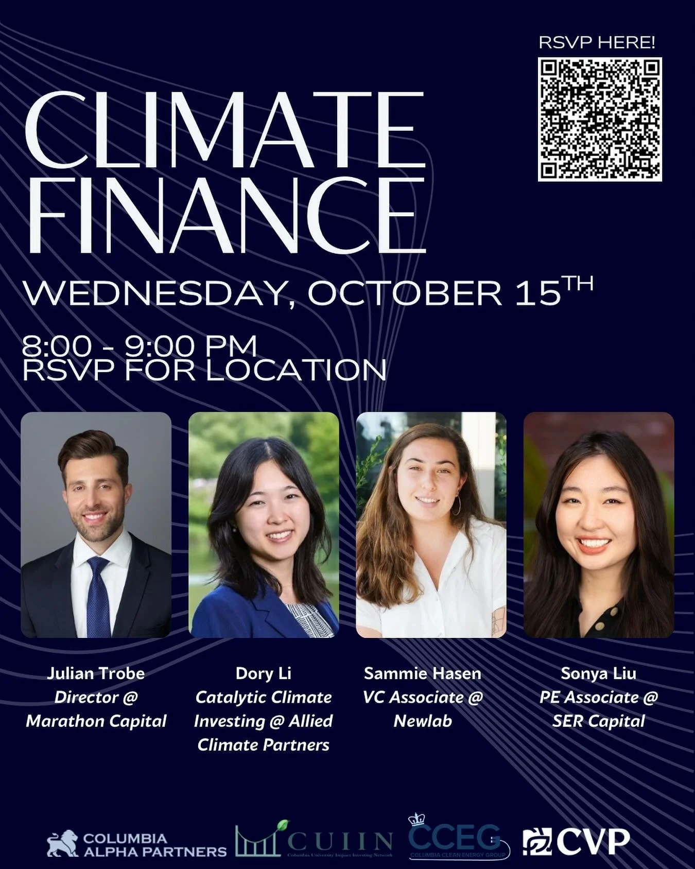 Join CVP, CCEG, CUIIN, and CAP for a Climate Finance Panel next Wednesday, October 15th! RSVP for the location.