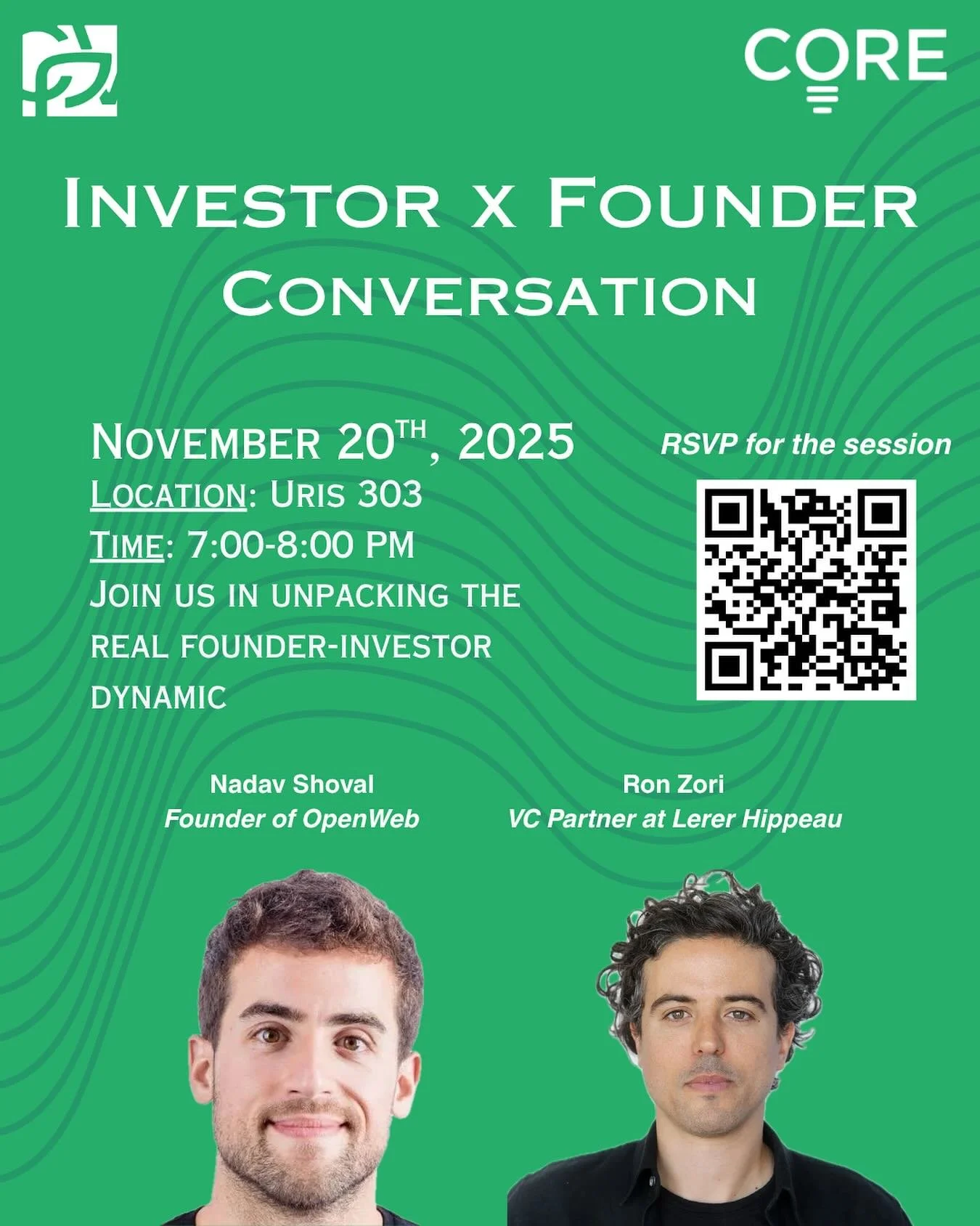 Join CVP and @coreatcu THIS THURSDAY (11/20) at 7:00 PM to unpack the real founder-investor dynamic with Nadav Shoval of OpenWeb and Ron Zori, VP at Lerer Hippeau.