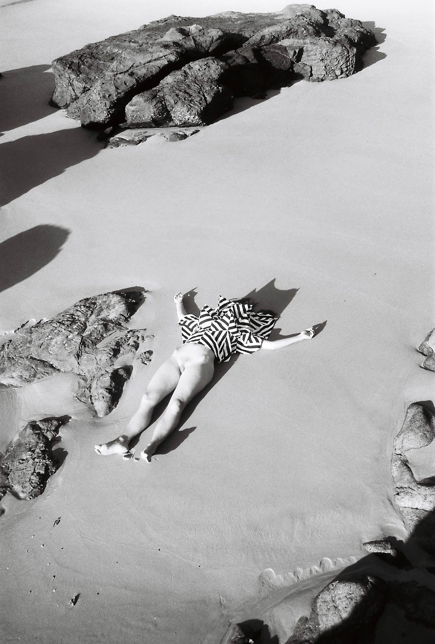   Illusion quilt over me at Coolum beach,&nbsp; 2016, 35mm print (photo Rhett Wyman) 