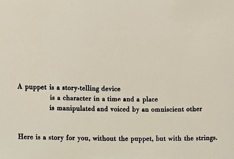 &lsquo;Puppets? Everybody loves puppets&rsquo; group show brain-child of Andy Kelly opens tomorrow night Wednesday 3rd @oigall_projects in Melbourne!

My contribution; an autobiographical text work pieced together letter by letter, printed on a 1955 