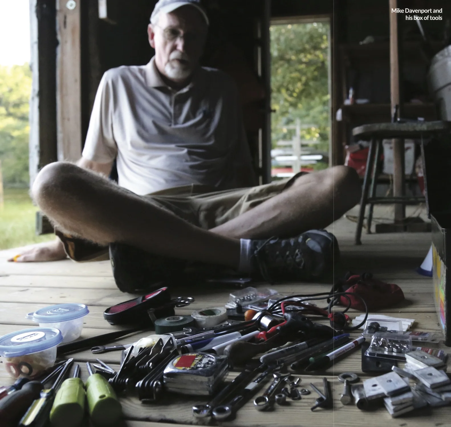 Mike Davenport with his box of tools