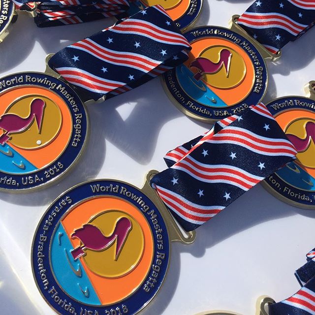 Racing is on @wrmr2018 in #Sarasota! Thank you to all the #volunteers - wouldn&rsquo;t be possible without you! Swipe 👉 to see today&rsquo;s #medalstand volunteers!  #coxearlycoxoften #coxing #rowing #fisa #usrowing #WRMasters #sarasota2018