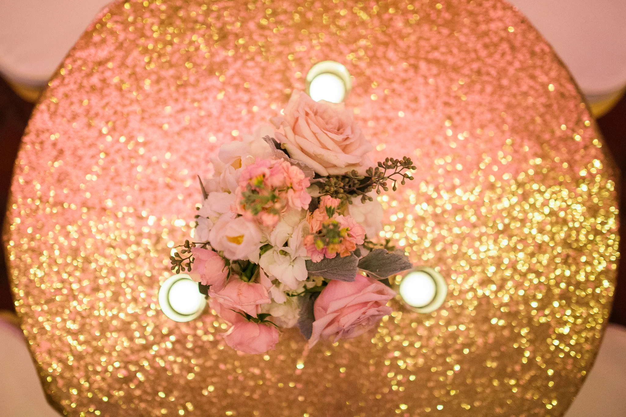 October 22: Gold sequined table cloth for the win.