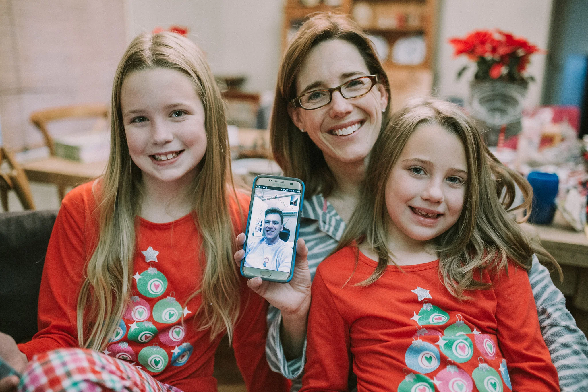 December 25: The girls' letters to Santa asked for only one thing- their daddy home. His deployment ends in March, so we Face-timed our Christmas morning.