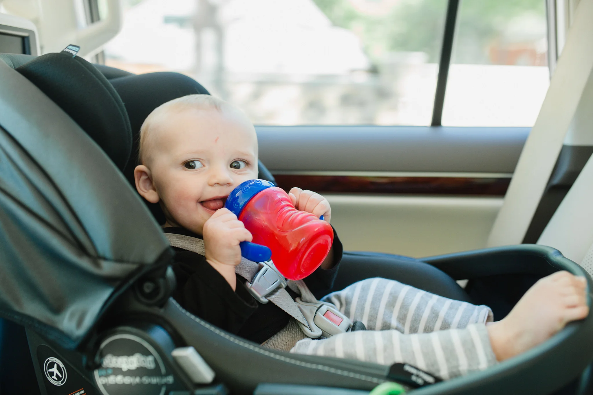 April 6: On the way to the airport with this little buddy. I love how babies live in the very presentest tense. He didn't know we were about to say goodbye; he only knew that he was happy to be in the backseat with his auntie.