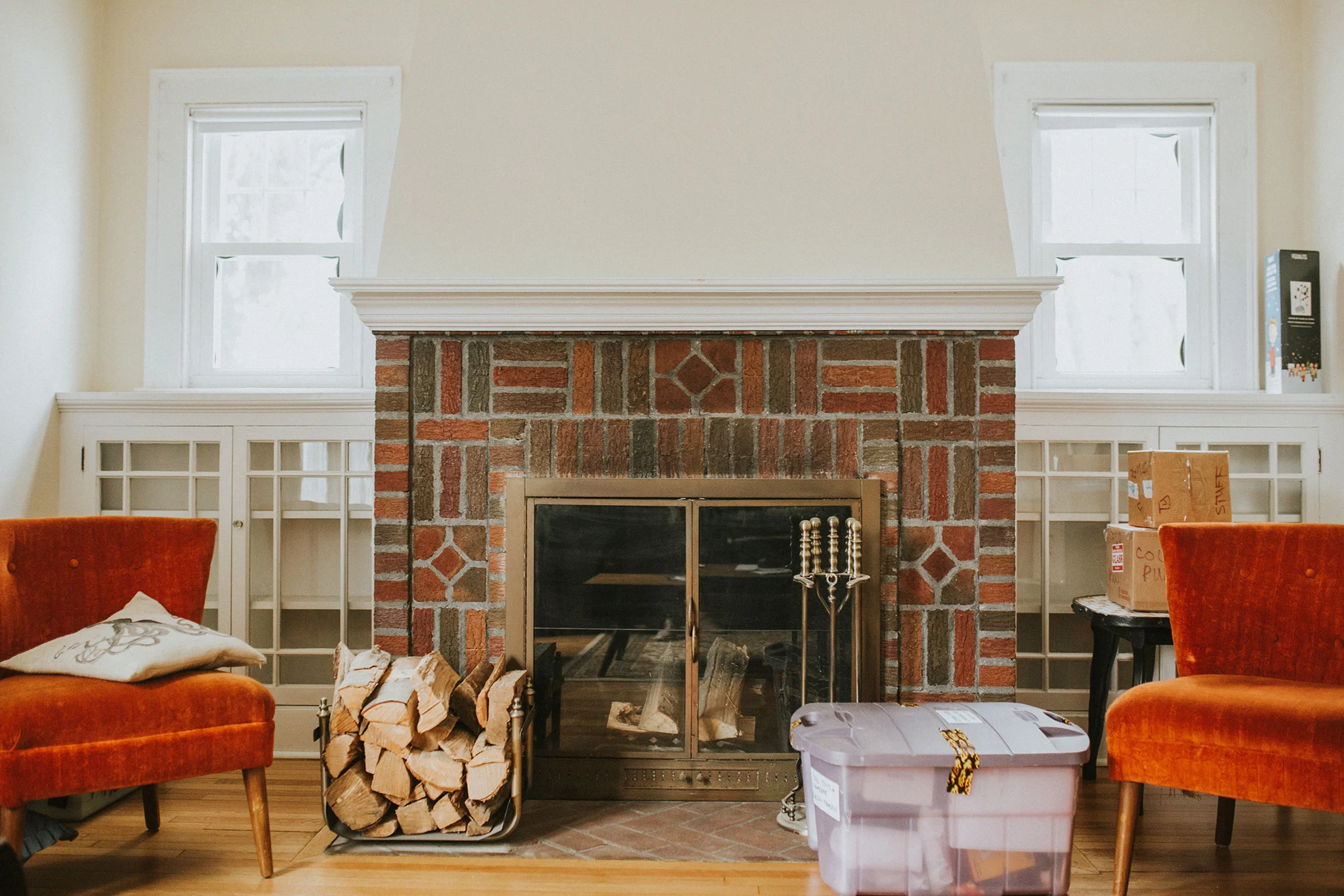 April 13: It was the fireplace and built-ins that wall off the far end of our living room that first sold us on our house.