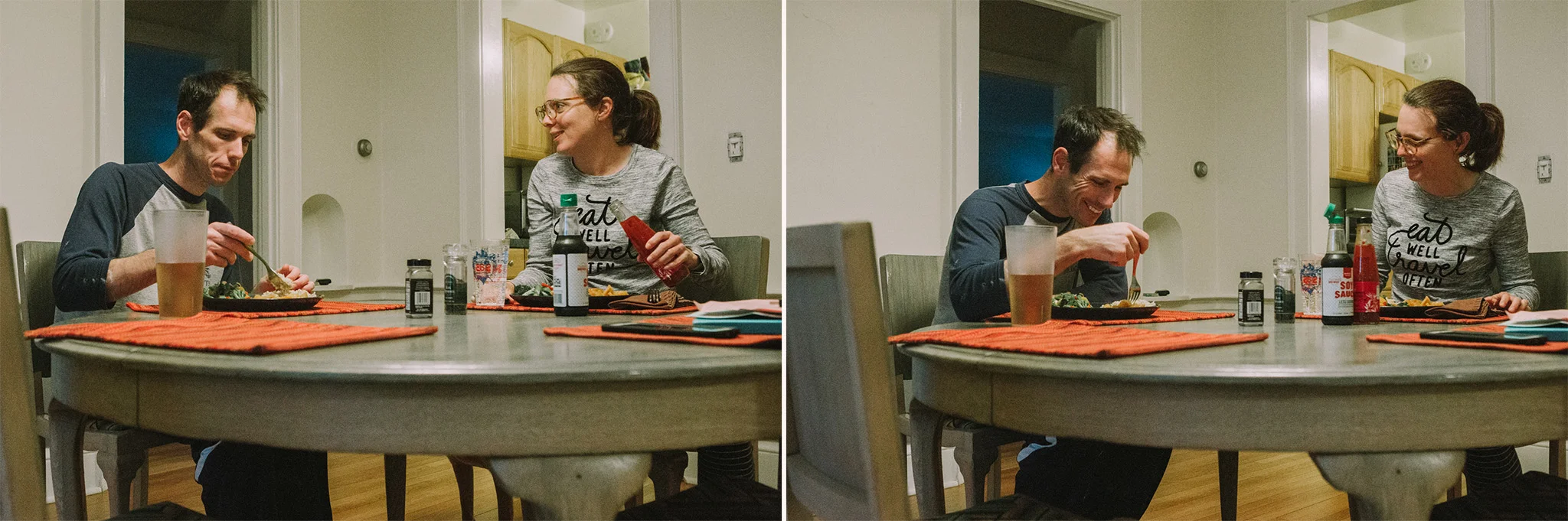 May 8: This is also us on any given weeknight. I was into selfies with the camera timer in May. Apparently.