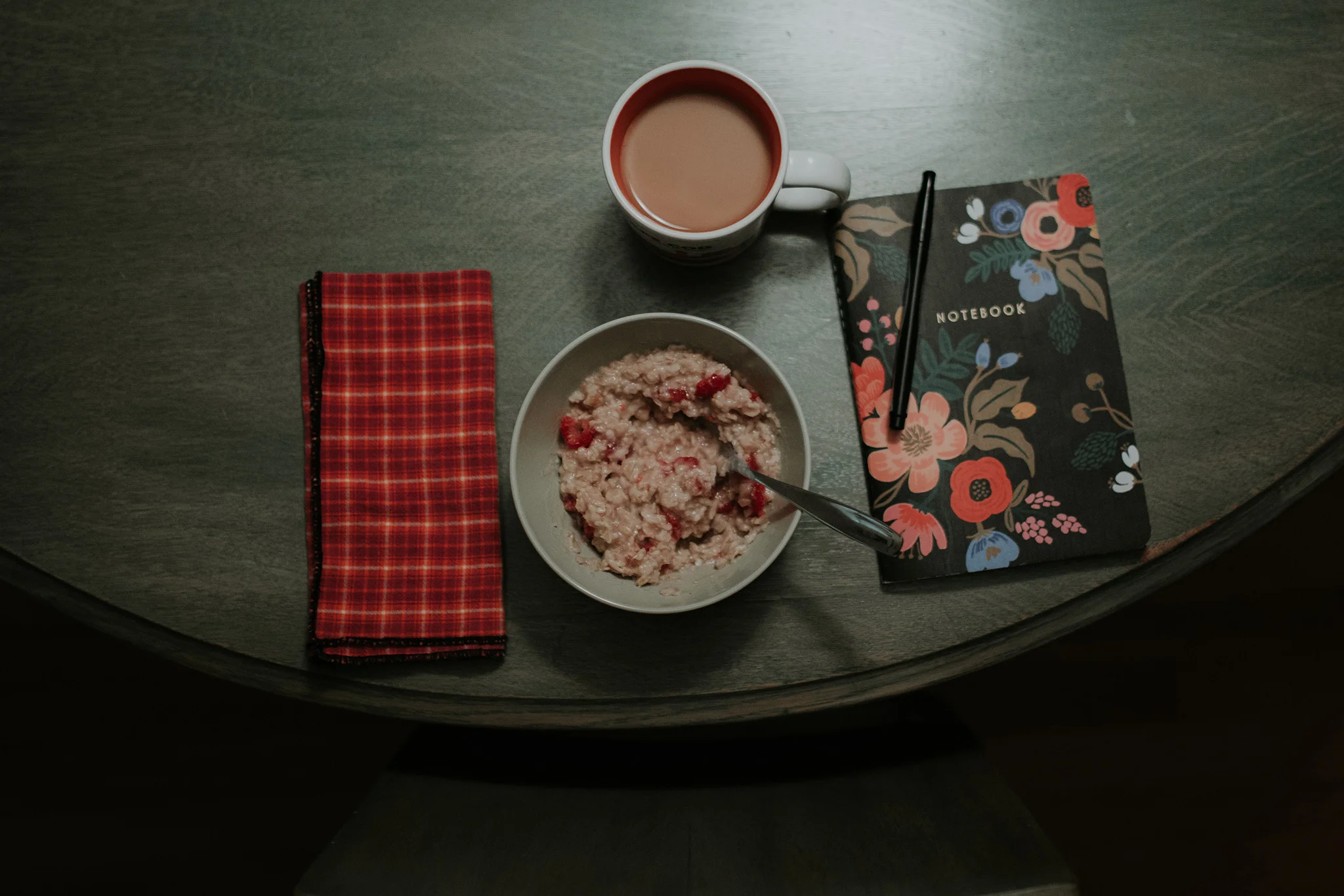 January 2: Back to work, back to morning rhythms. Pro tip: throw a handful of frozen raspberries in your oatmeal while it cooks. So. Good.
