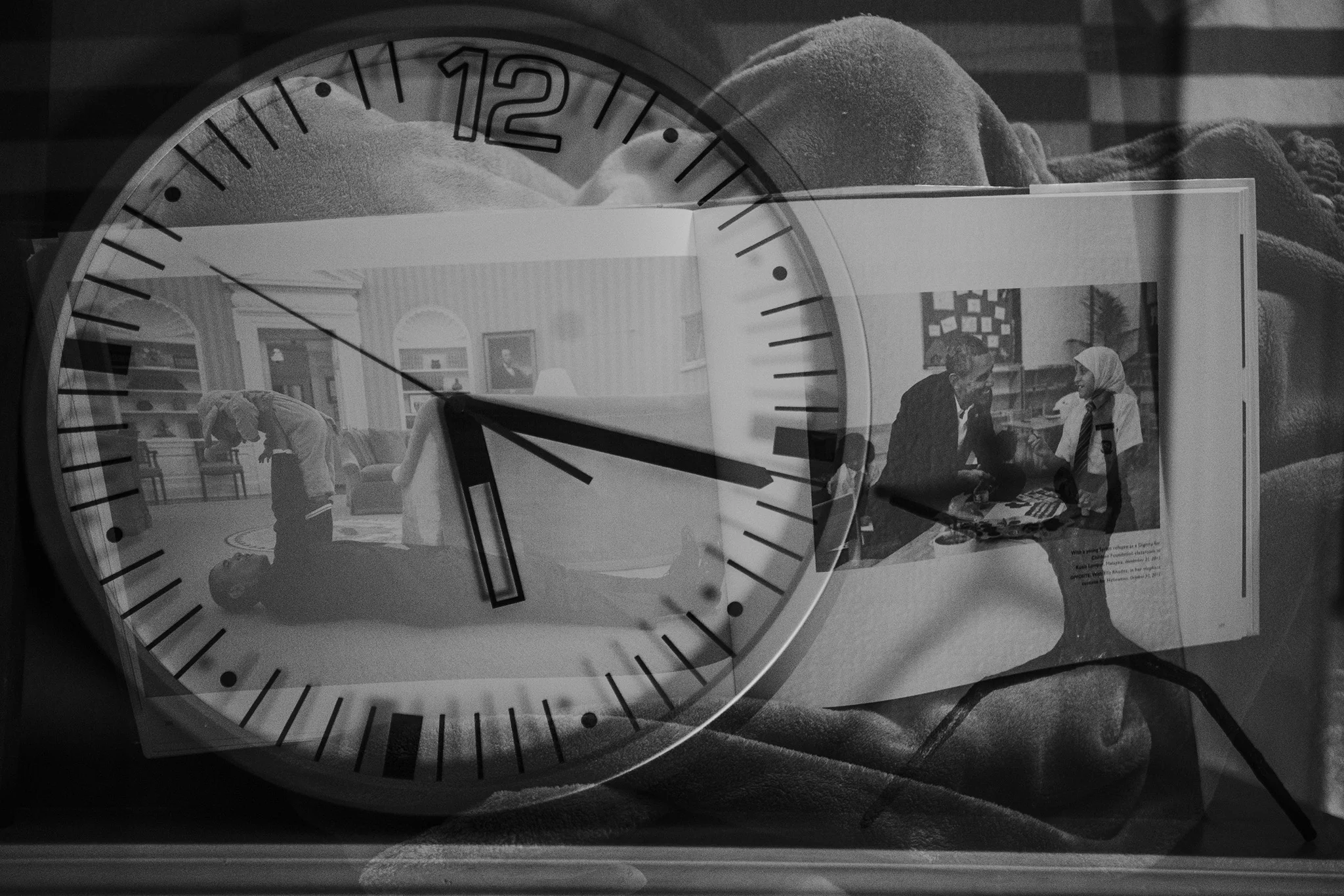 April 6: An insomnia-induced double exposure, pouring over Pete Souza's photographs of Obama's presidency.
