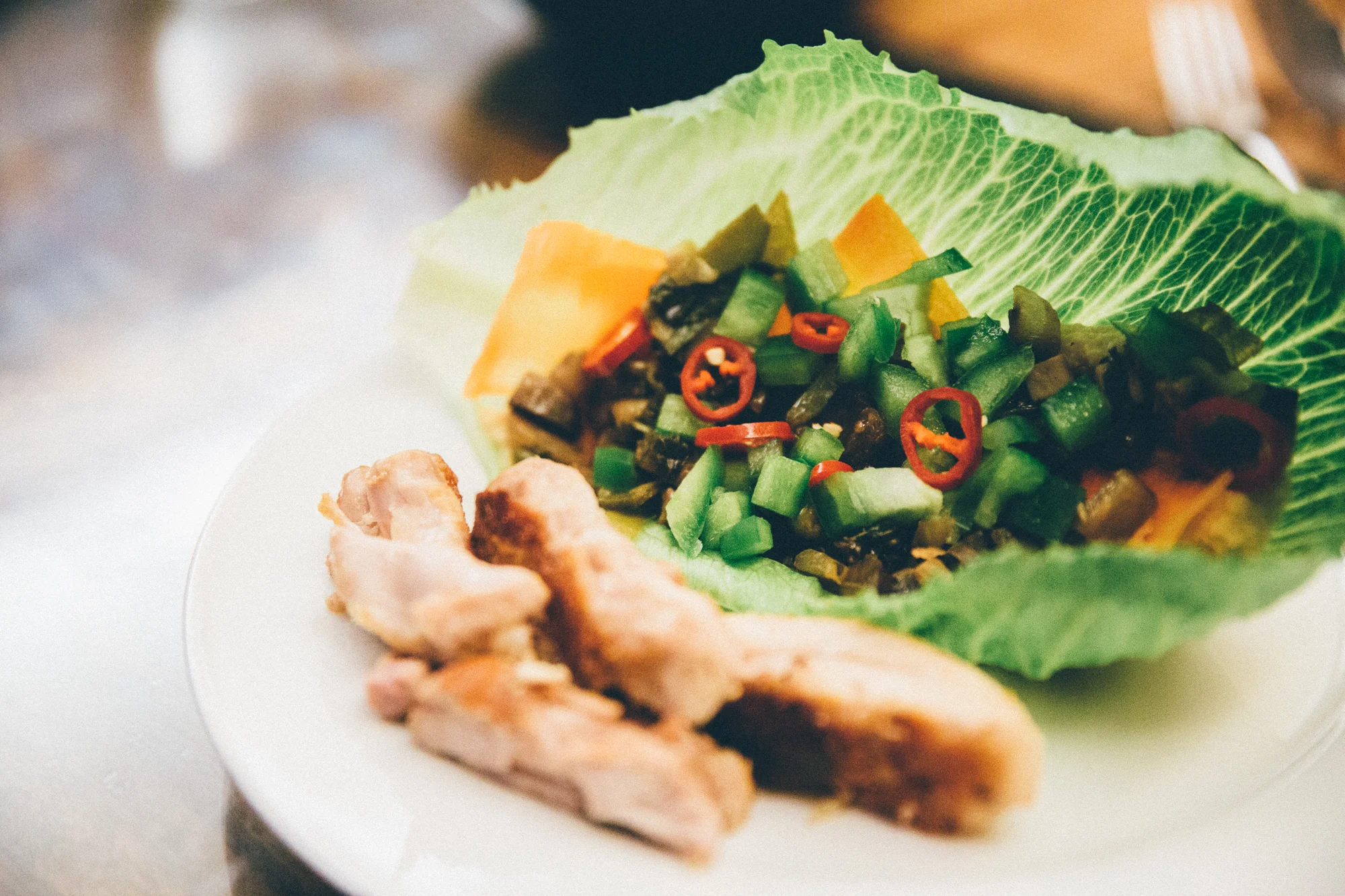 LETTUCE CUP CHICKEN TACOS