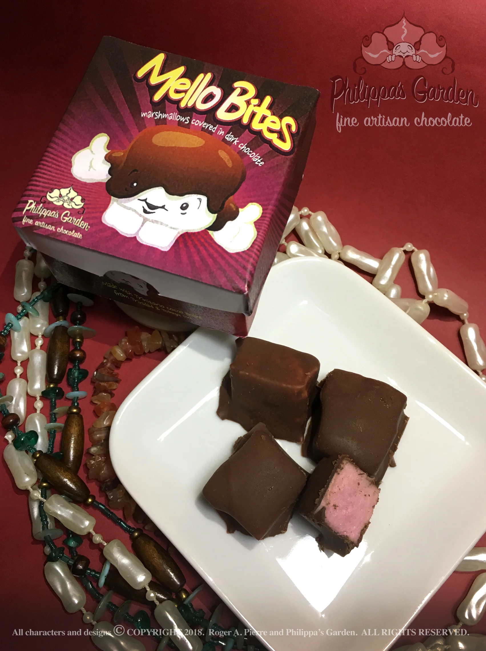 MELLO BITES Assorted flavours of homemade marshmallows covered in dark chocolate. Four pieces per box. Our growing list of flavours includes: Hibiscus rosehip, Vanilla maple, Sorrel, Vanilla, Orange, Pomegranate, Passion fruit, Coffee, Cocoa, Mango, Pineapple and Ponche de Creme. More to come!