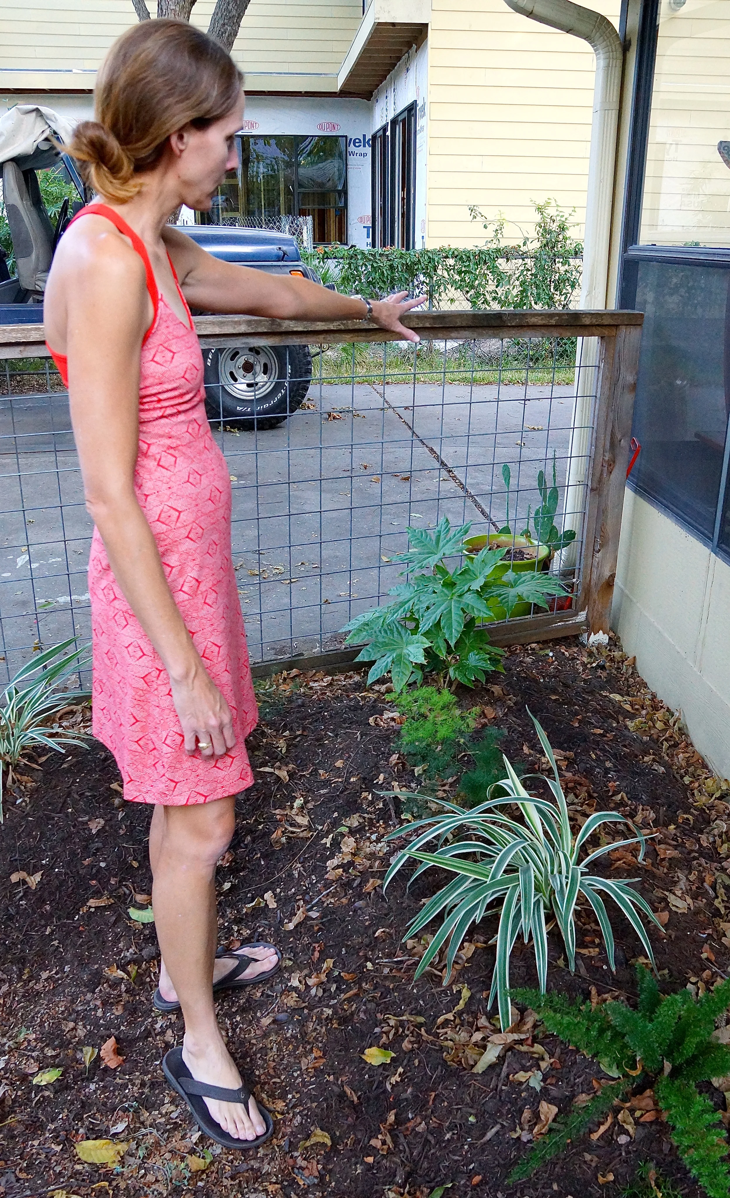 Above: Dr. Burnside shows off the berm she built after her ‘coaching session’ with Colleen.
