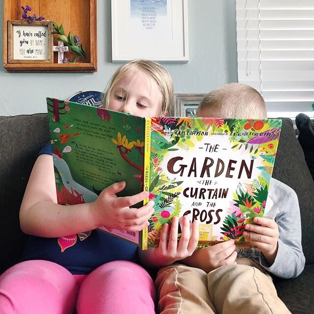 EASTER 🌷G I V E A W A Y ➕ We love good books and good music in our house!
.
So I am giving away two of our new favorites to one winner to celebrate our RISEN Savior! .
Book: The Garden, The Curtain, and The Cross by @thegoodbookcompanyusa 
Music: Fa