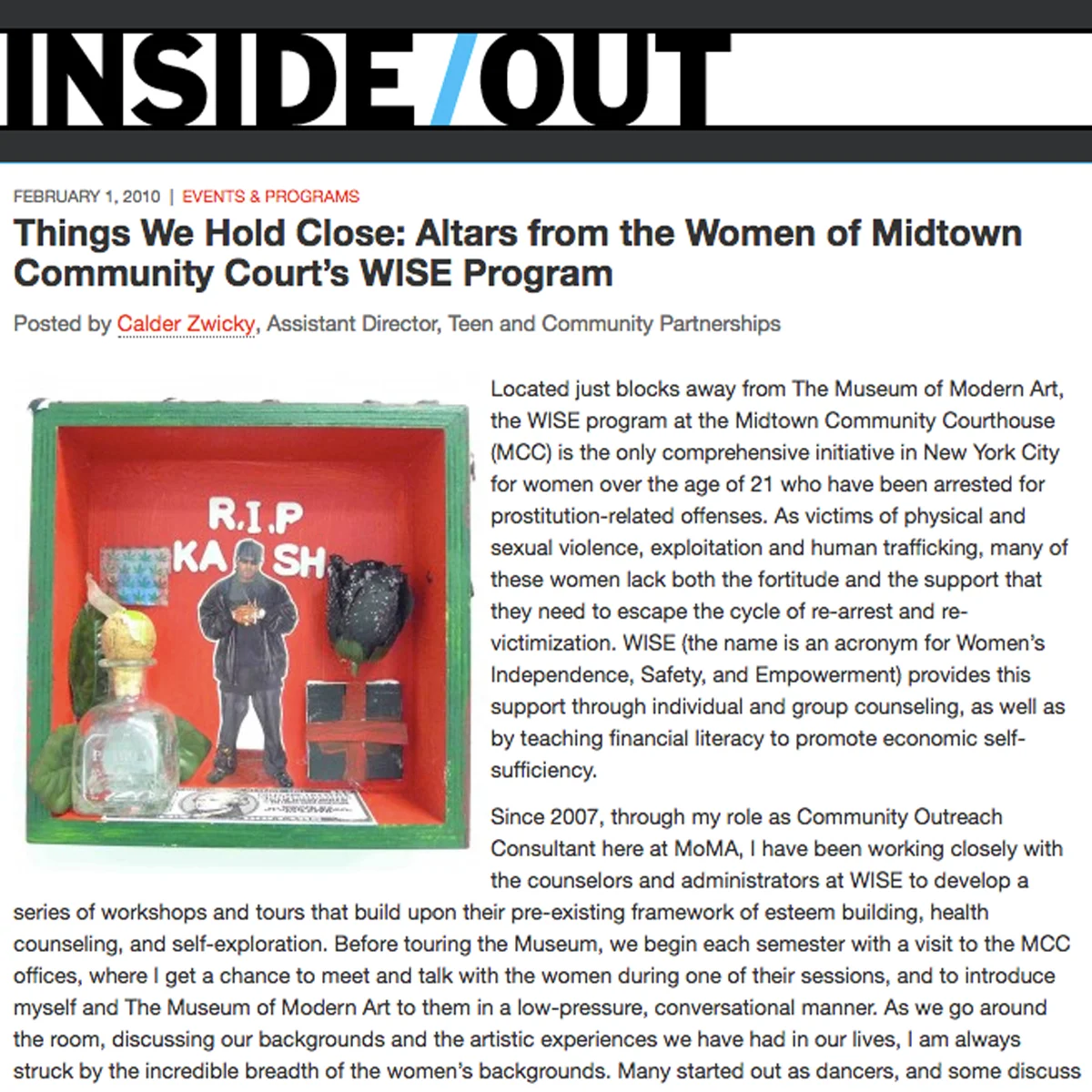 Things We Hold Close: Altars from the Women of Midtown Community Courts WISE Program