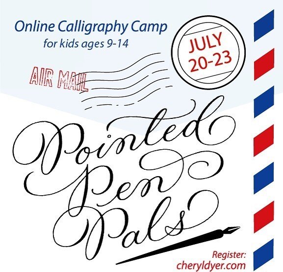 Let&rsquo;s have some fun this summer! In partnership with @postscript.press I&rsquo;ll be hosting and teaching a 4-day online summer calligraphy and correspondence camp for kids ages 9-14. To find out more, visit the link in my bio! #calligraphycamp