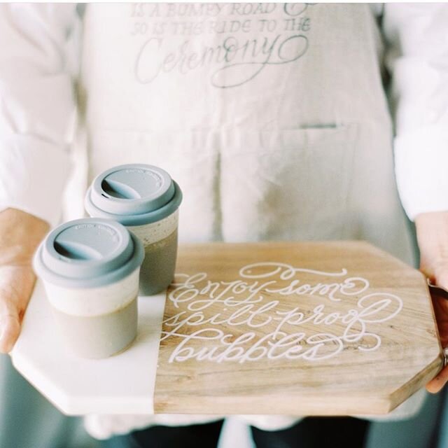 Always lovely to partner with @lovestruckevent to help make a wedding special and unique. I hand-lettered both this cutting board and this apron. 📸: @ashcrawfphoto #weddingcalligraphy #moderncalligraphy #calligraphy #handlettering