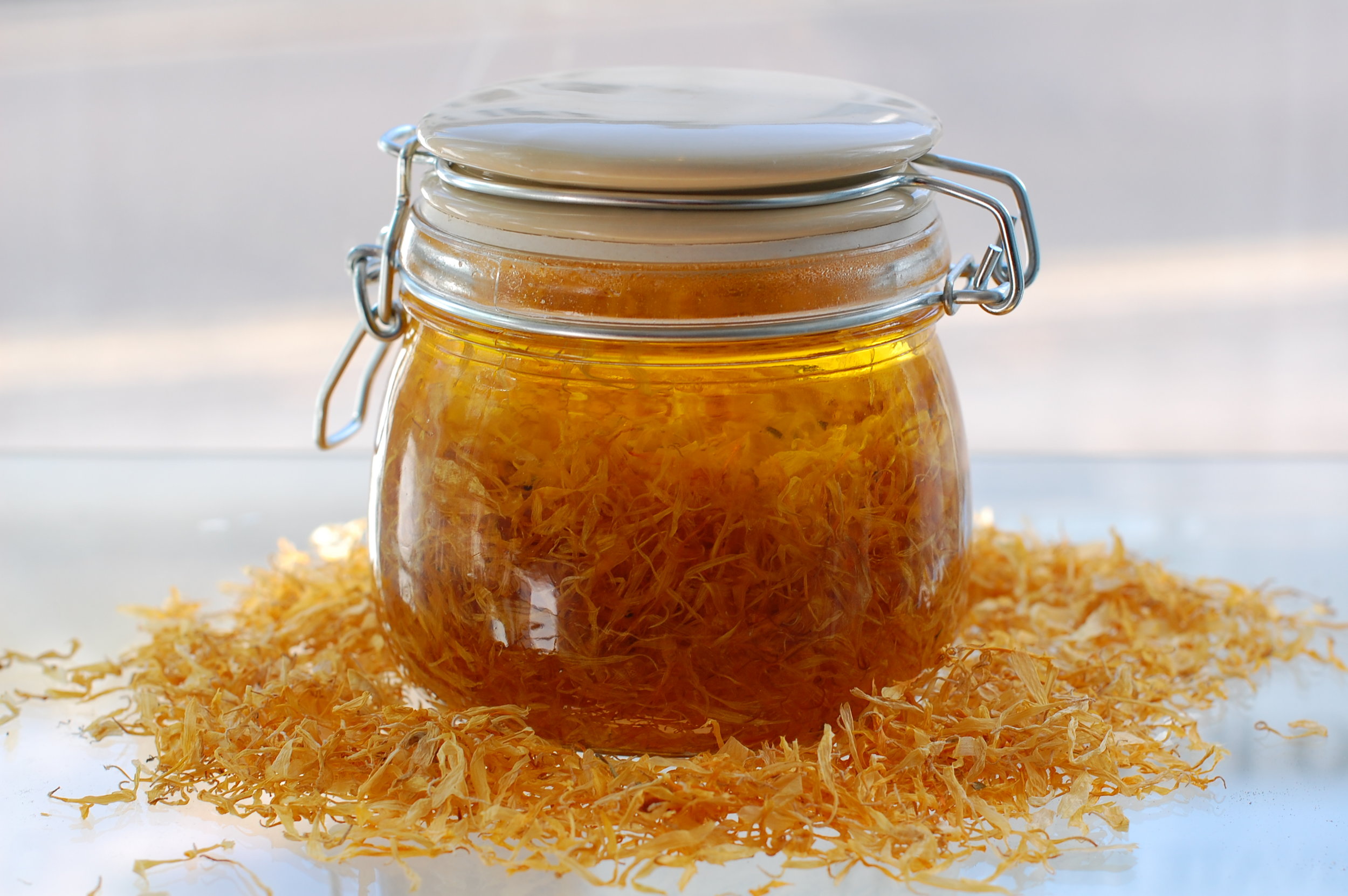 Golden as the sun itself; calendula solar infusion.