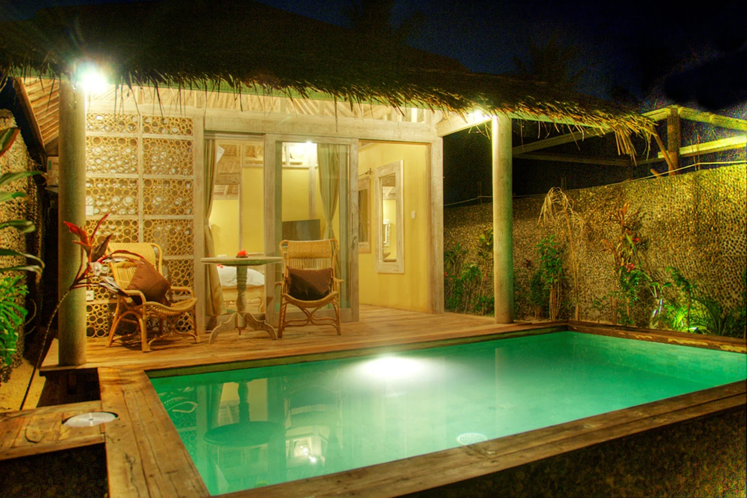 Villa pool by night in gili trawangan