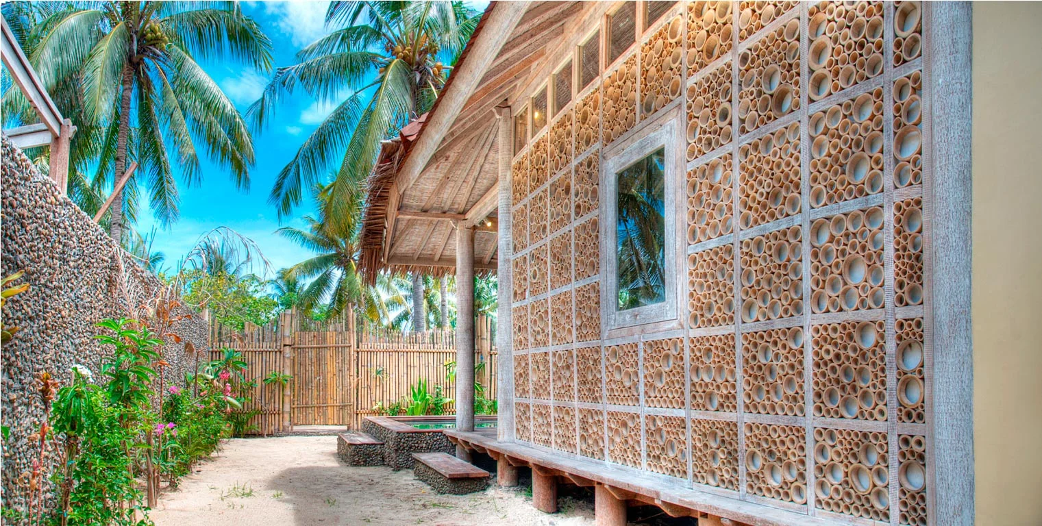 Villa wall in bamboo in Gili trawangan