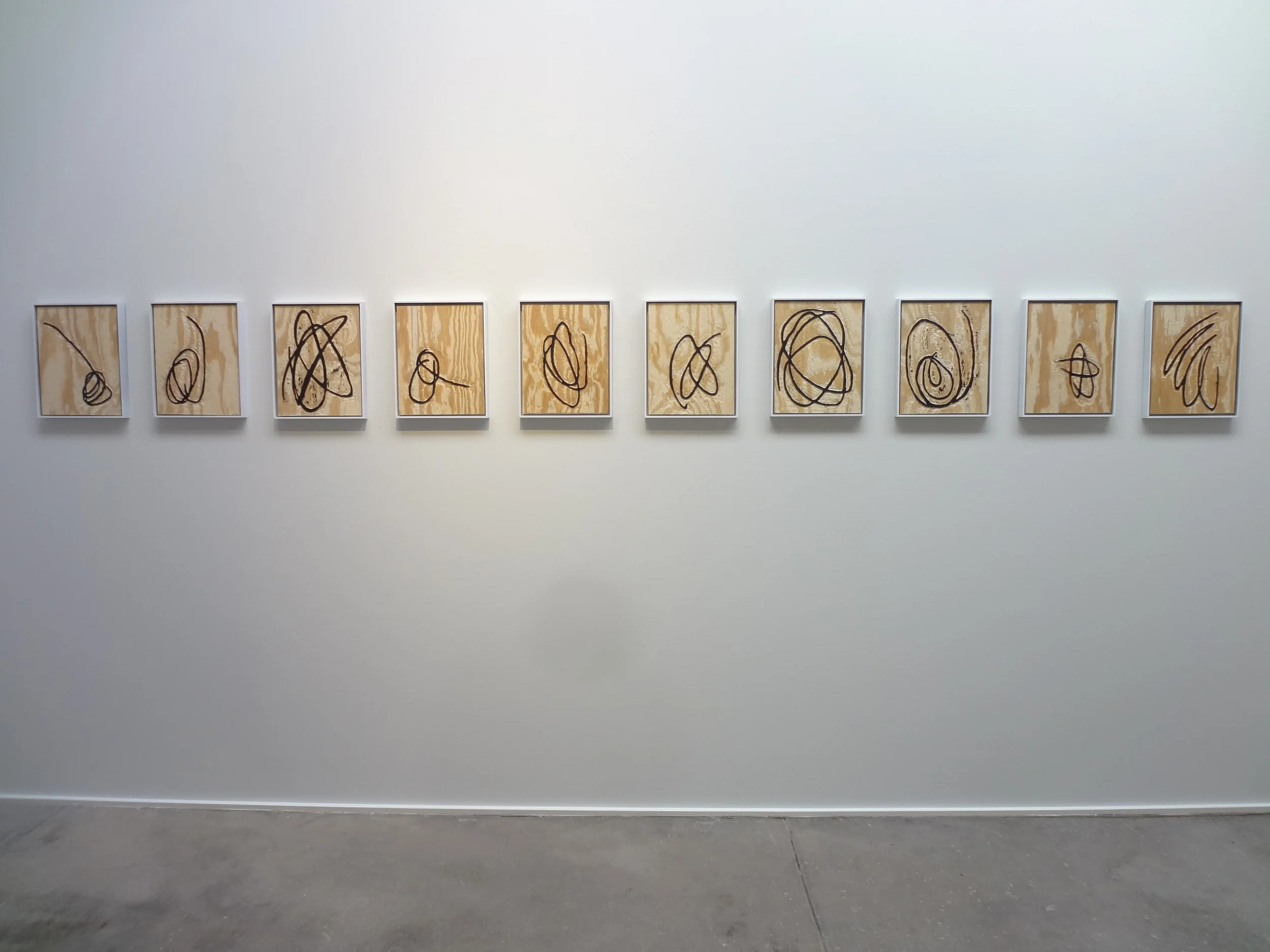   Untitled 01 - Untitled 10,  2015,&nbsp;Blockprint ink on plywood,&nbsp;framed,&nbsp;15” x 12” 