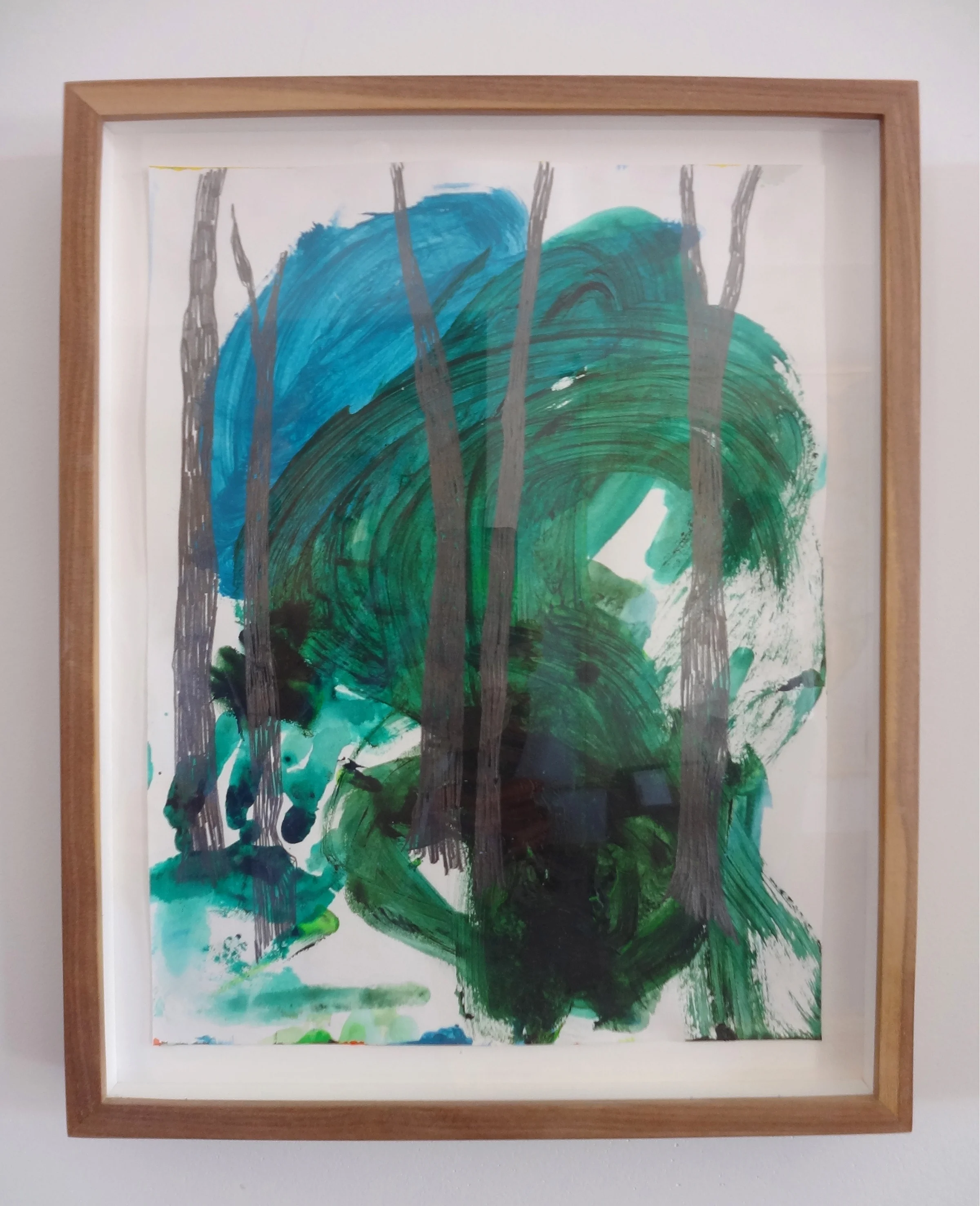  Pencil and acrylic on paper,&nbsp;framed in waxed walnut 13” x 11” 