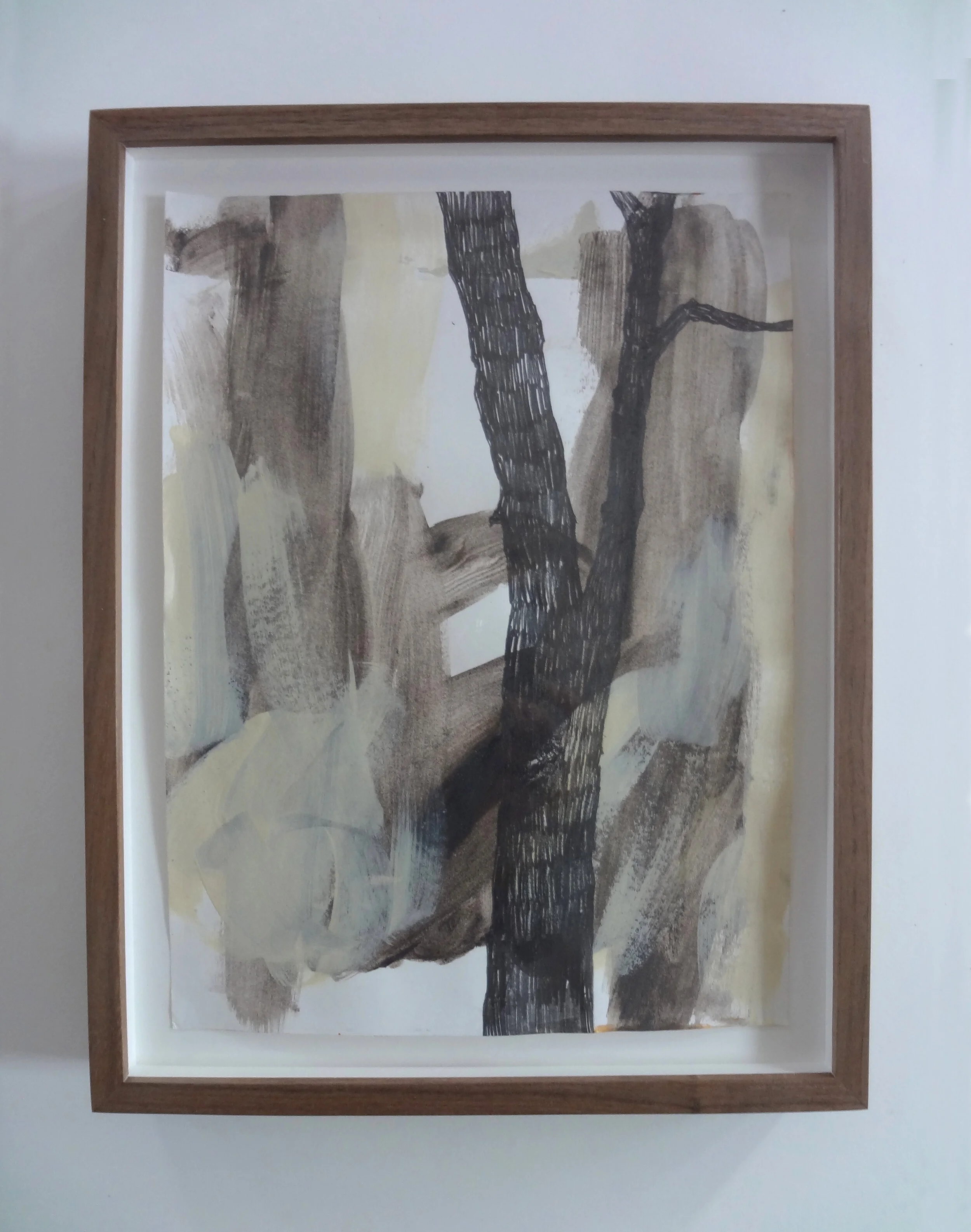  Pencil and acrylic on paper,&nbsp;framed in waxed walnut 13” x 11” 
