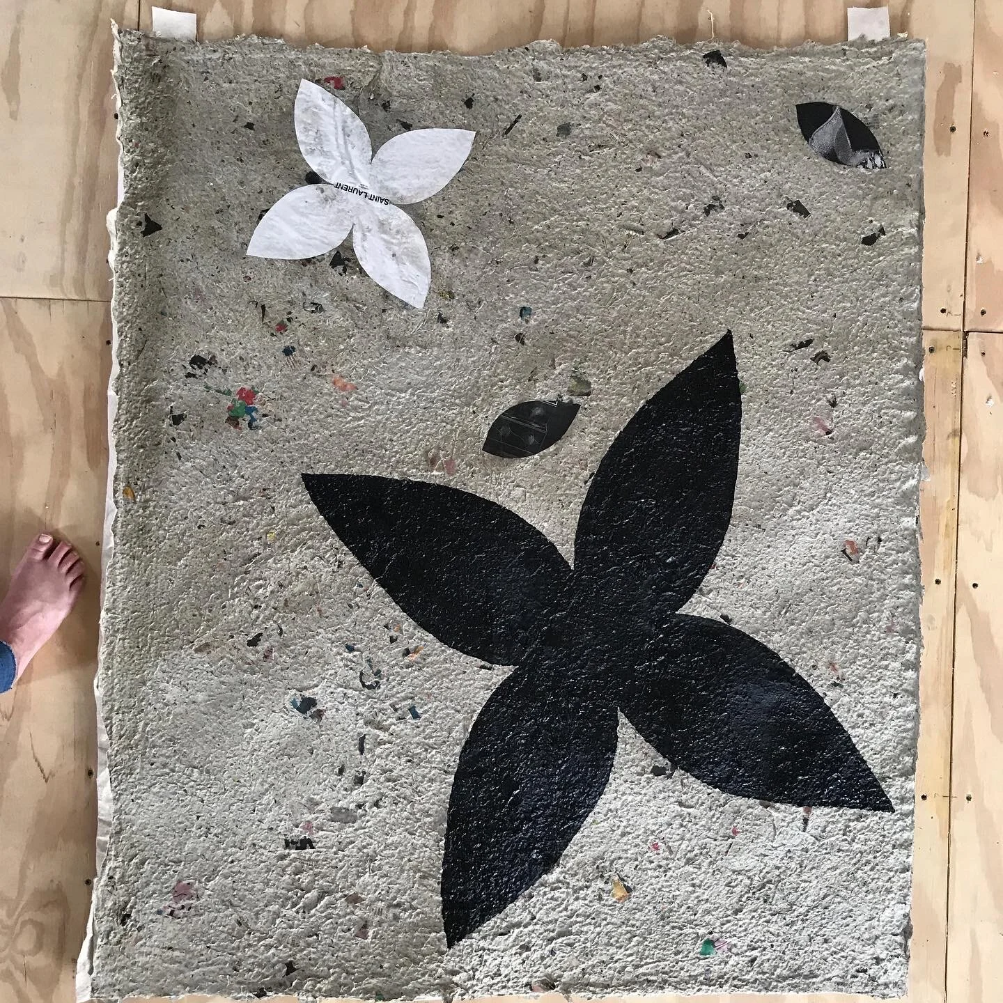  Black Star, 2020 Paper, handmade paper, acrylic on mixed media on canvas 53” x 44” 