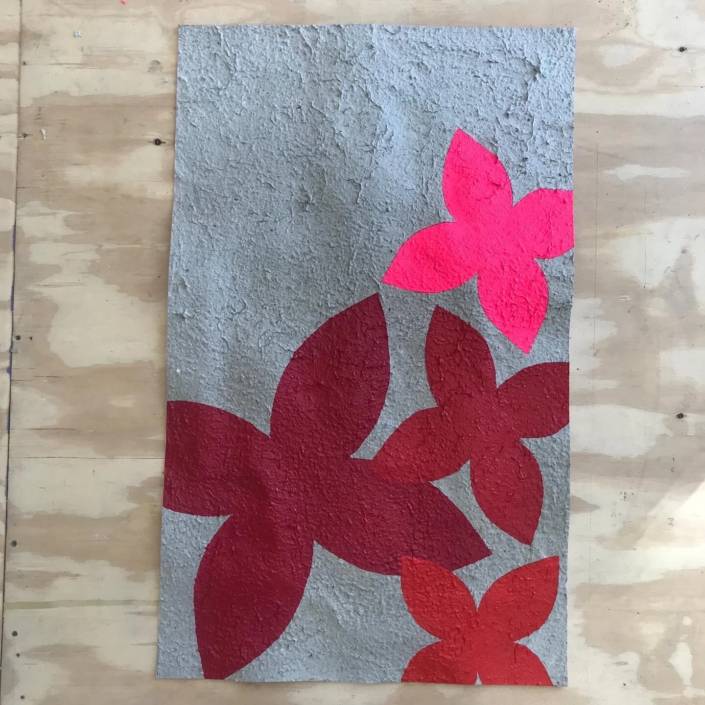  Magenta, 2020 Handmade paper, acrylic on canvas  38” x 23.5” 