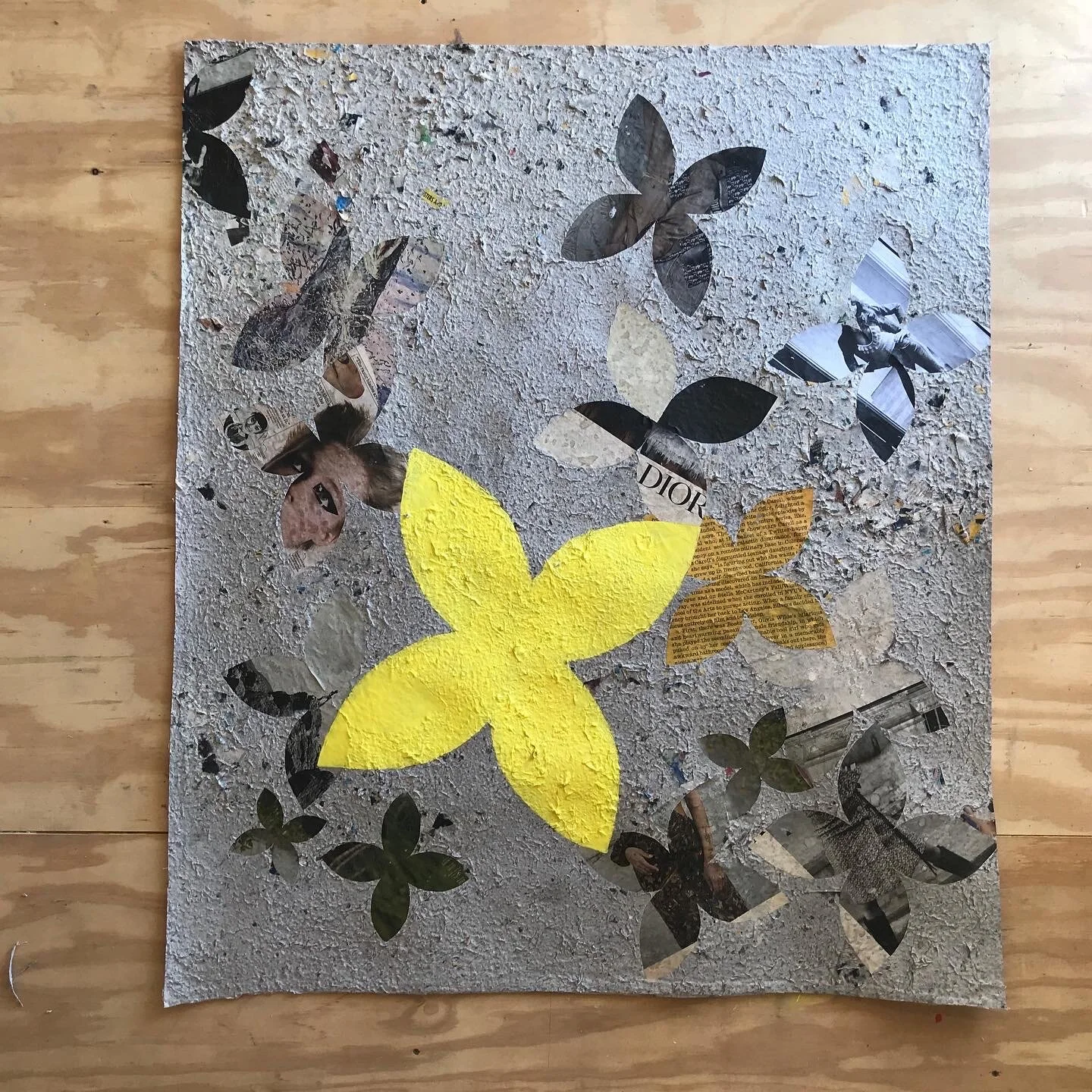  Yellow Star, 2020 Paper, handmade paper, acrylic on mixed media on canvas 60” x 50” 