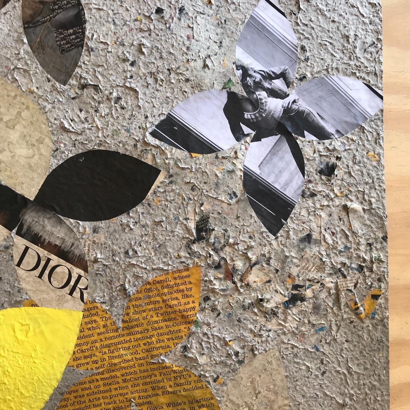  Yellow Star, 2020 Paper, handmade paper, acrylic on mixed media on canvas 60” x 50”  (detail) 